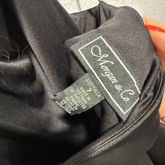 Morgan & Company Juniors Halter-neck Feather Trim Black Mini Dress Women’s 7 NWT - Picture 8 of 11